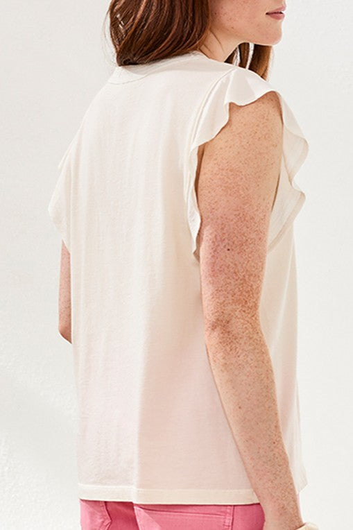 [TRIBAL] Liv Mixed Media Ruffle Sleeve Top