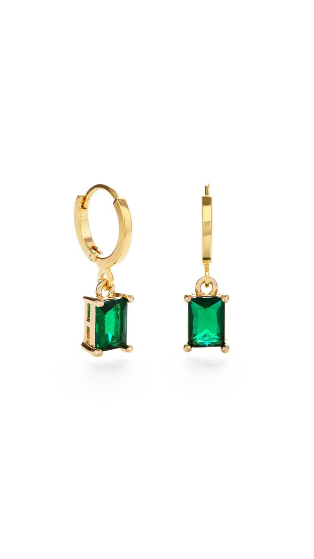 Emerald Holiday Huggie Hoop Earrings