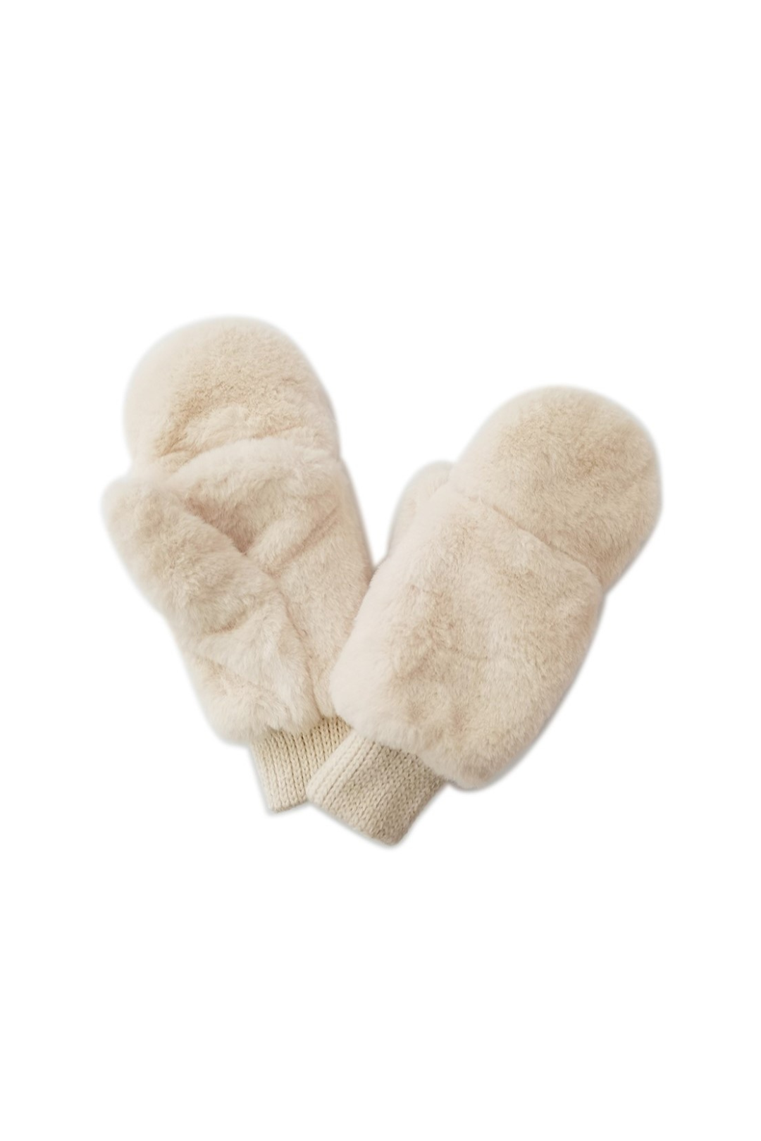 Faux Fur Mittens - Ivory