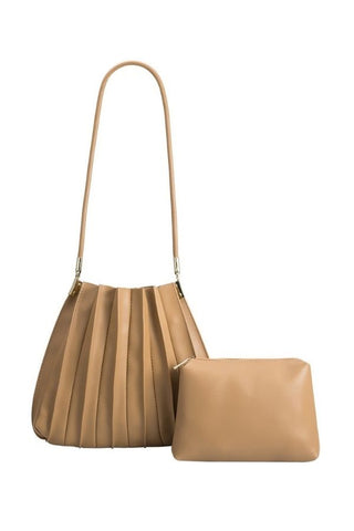 Carrie Vegan Leather Shoulder Bag - Taupe