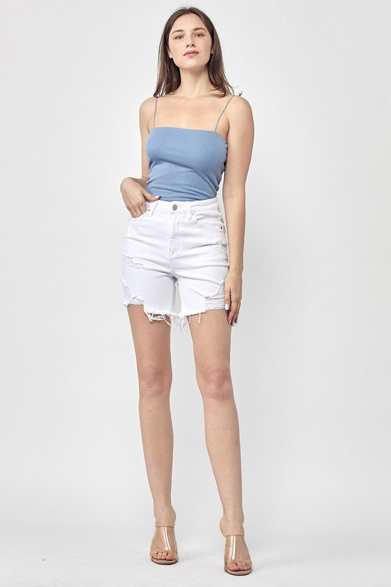 Sally Plus High Rise Distressed Shorts