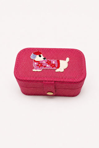 Doggy Dachshund Travel Jewelry Case - Hot Pink