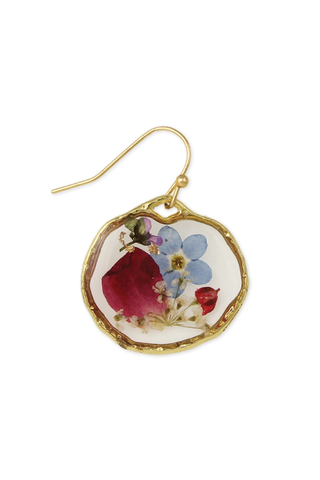 Cottage Floral Blue Red Dried Flower Earrings