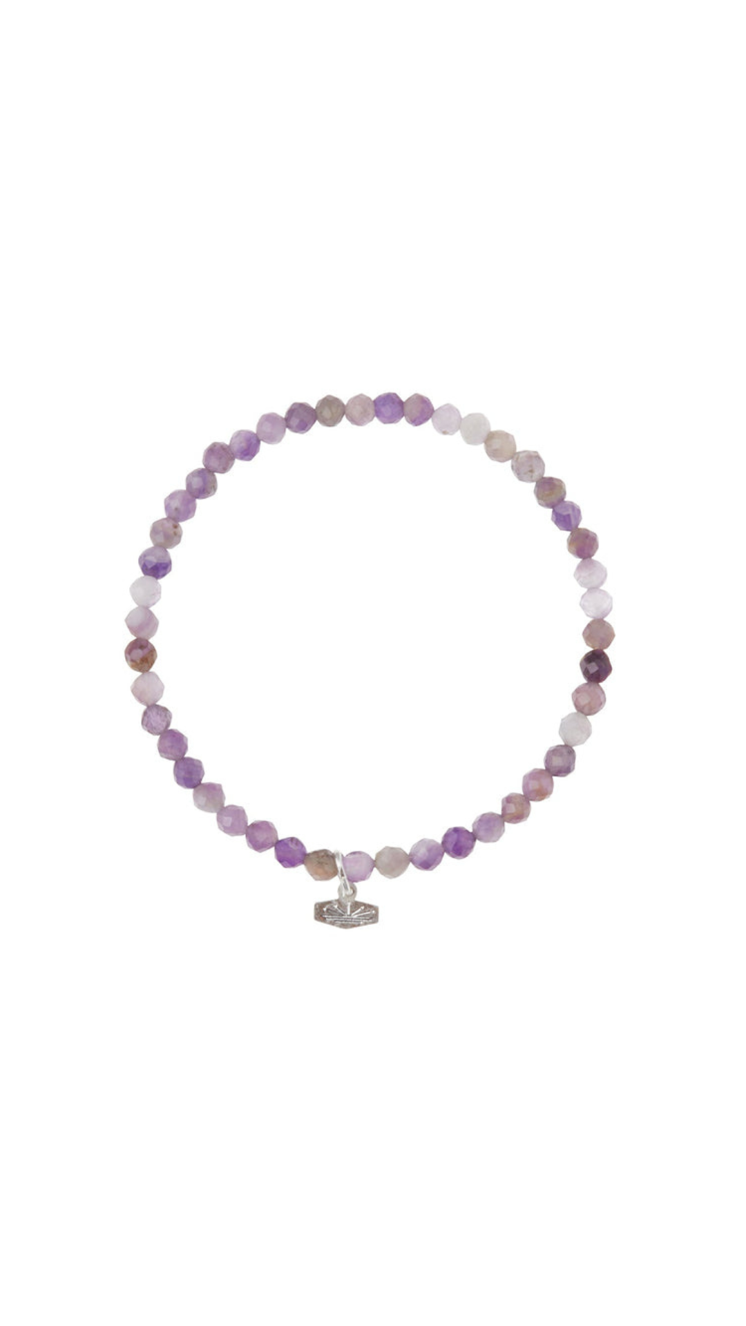 Mini Faceted Stone Stacking Bracelet - Amethyst/Silver