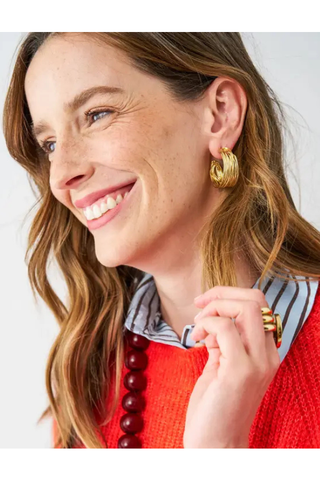 Della Multi Band Hoop Earrings - Brass