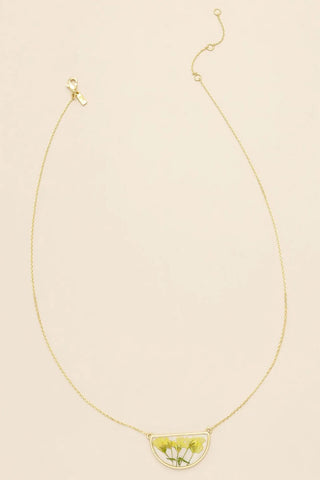 Pressed Flower Necklace - Yellow Baby's Breath/Gold