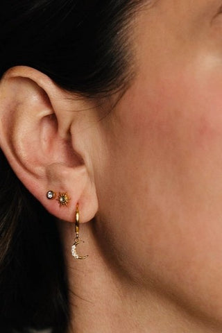 Moon & Star Huggie Hoop Earrings