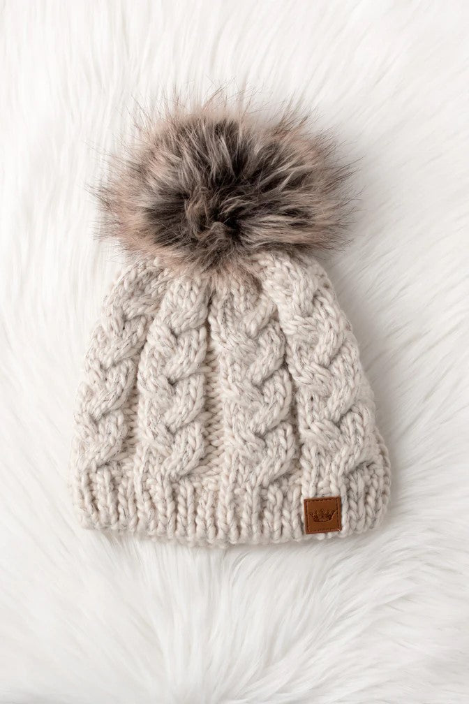 Sarah Cable Knit Pom Hat