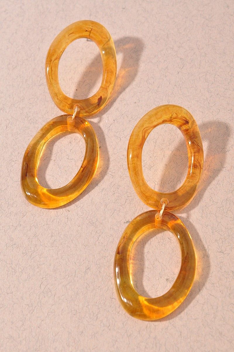 Acetate Oval Link Dangle Earrings - Tortoise