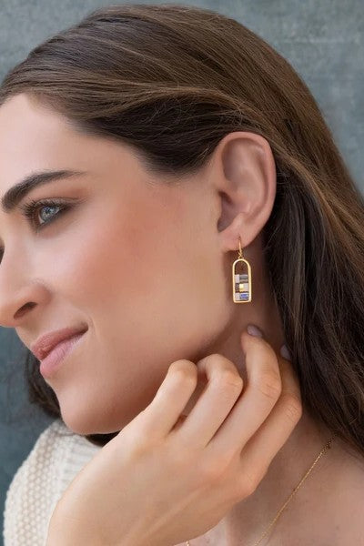 Good Karma Miyuki Frame Earrings - Blush/Topaz/Gold