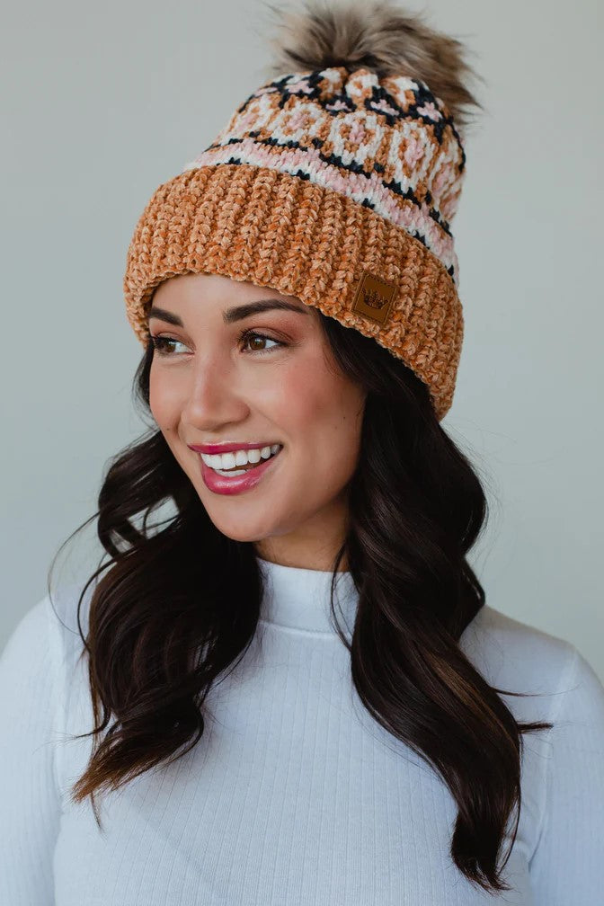 Jennifer Patterned Pom Hat