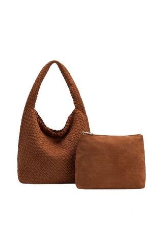 Johanna Recycled Vegan Suede Shoulder Bag - Tan