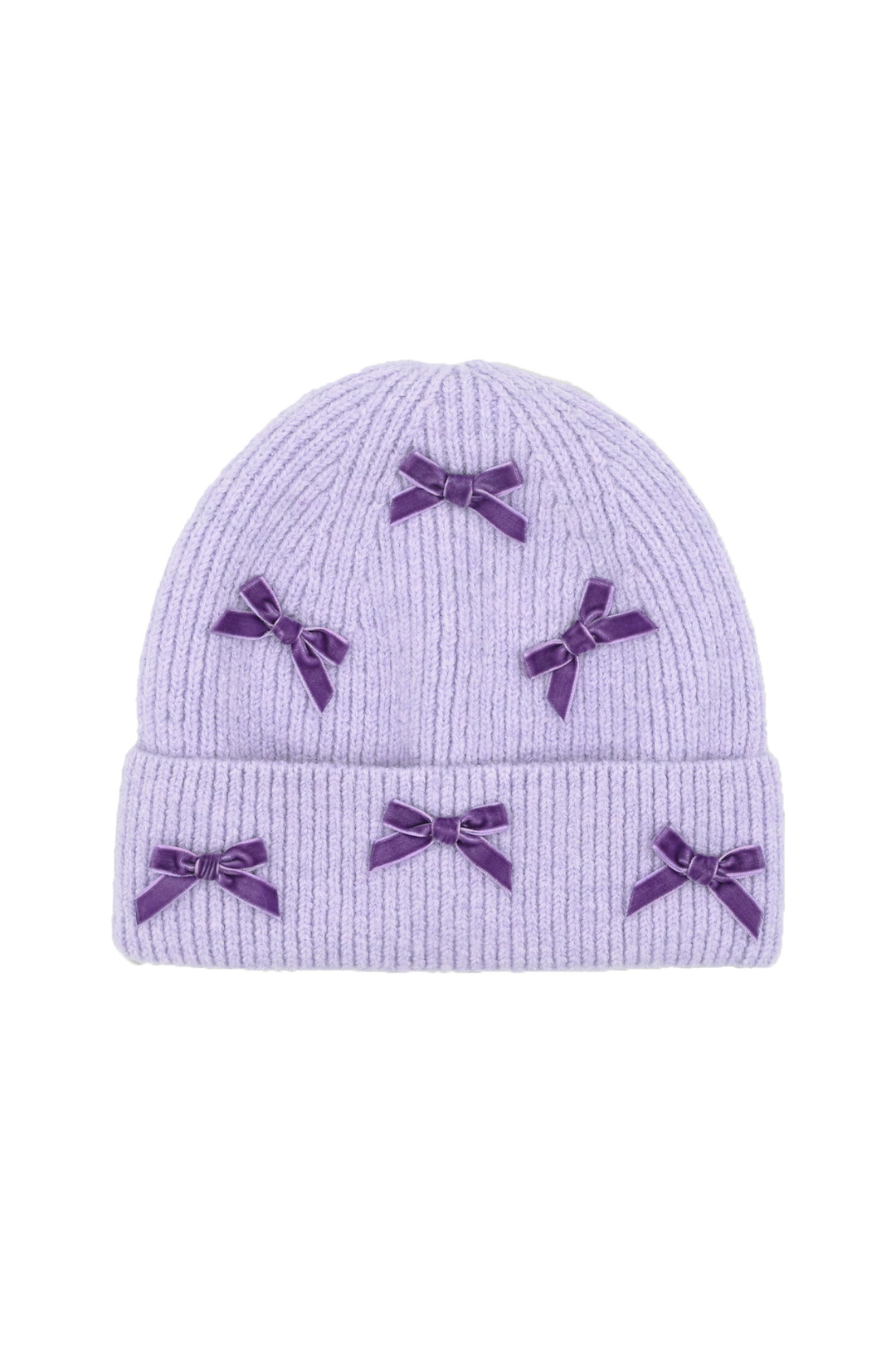 Velvet Bow Beanie - Lavender