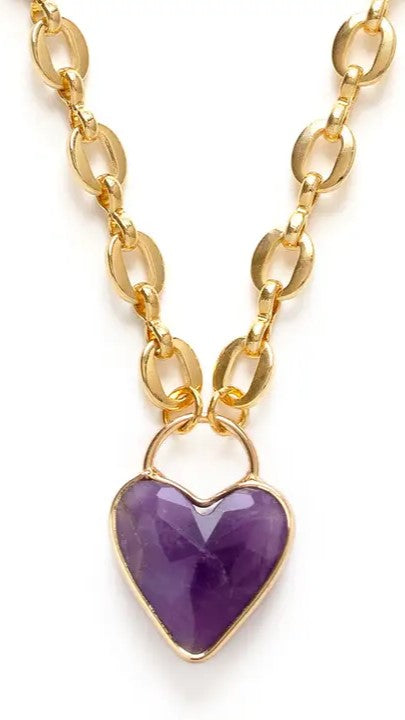 Roma Heart Statement Necklace - Amethyst