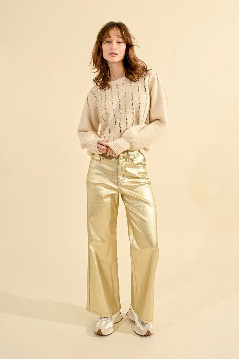 Viola Faux Leather High Rise Wide Leg Pant