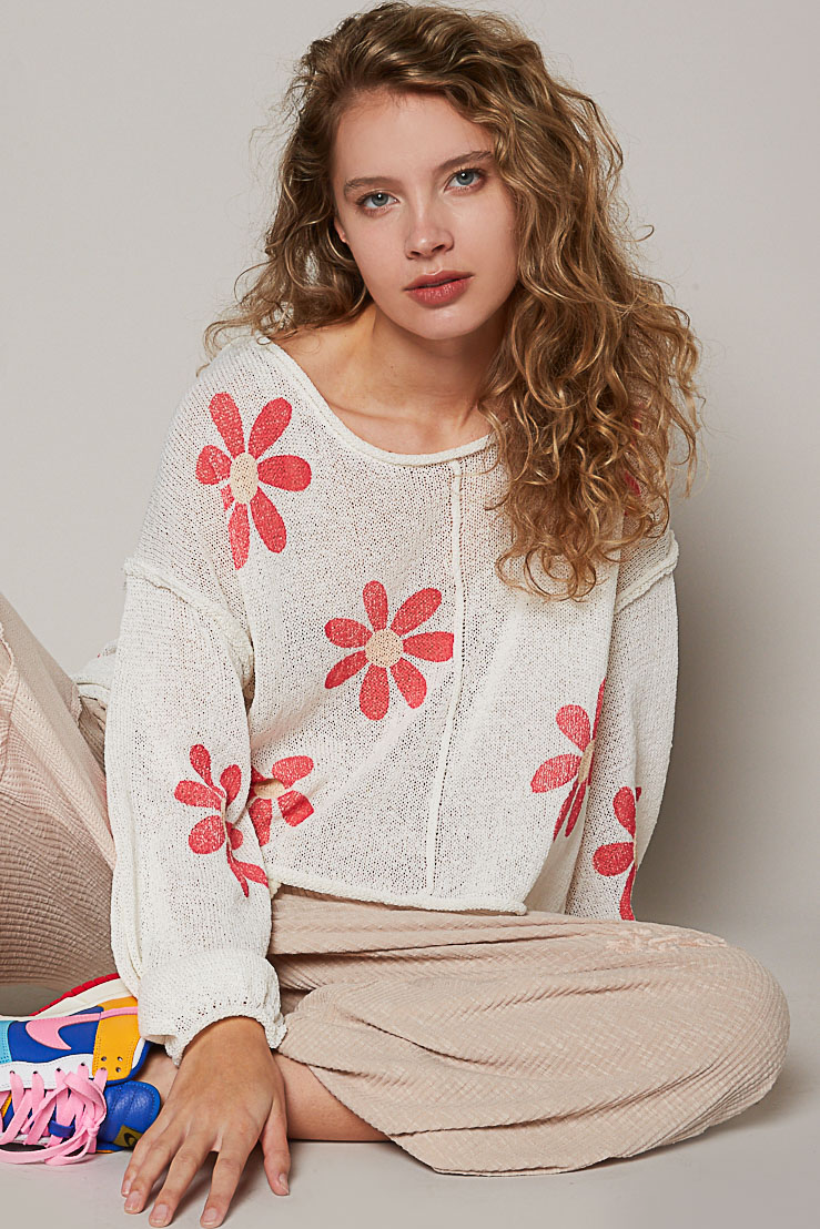Cindy Floral Round Neck Sweater