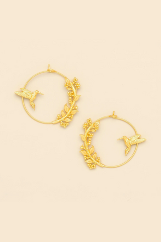 Refined Icon Earrings - Hummingbird Hoop/Gold