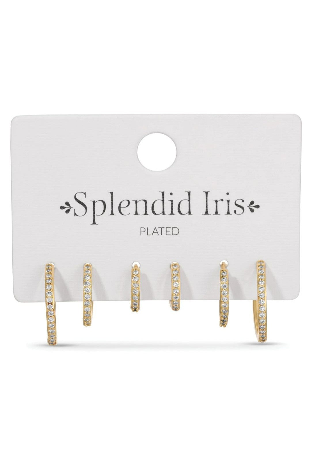 Delicate Pave Huggies, Set of 3 - Gold