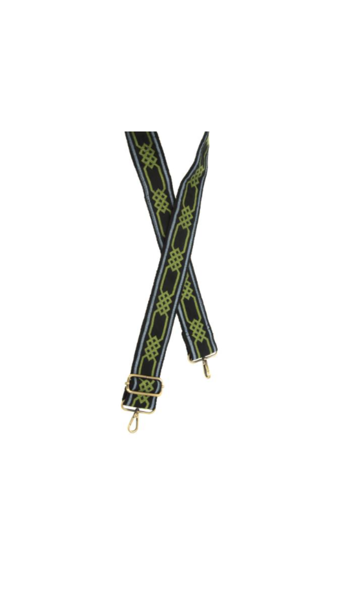2" Olive Simple Geo Embroidered Guitar Strap