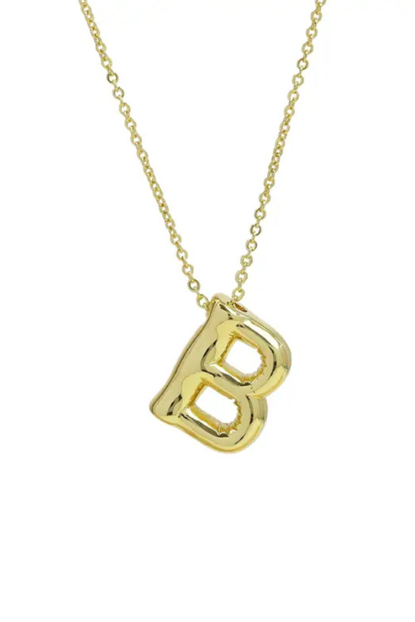 Initial Balloon Bubble Gold Necklace - 0.57" - B
