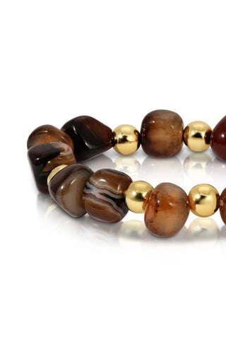 Bold Tumbled Stones Statement Bracelet - Brown
