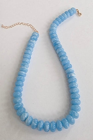 Dana Donut Bead Necklace - Blue