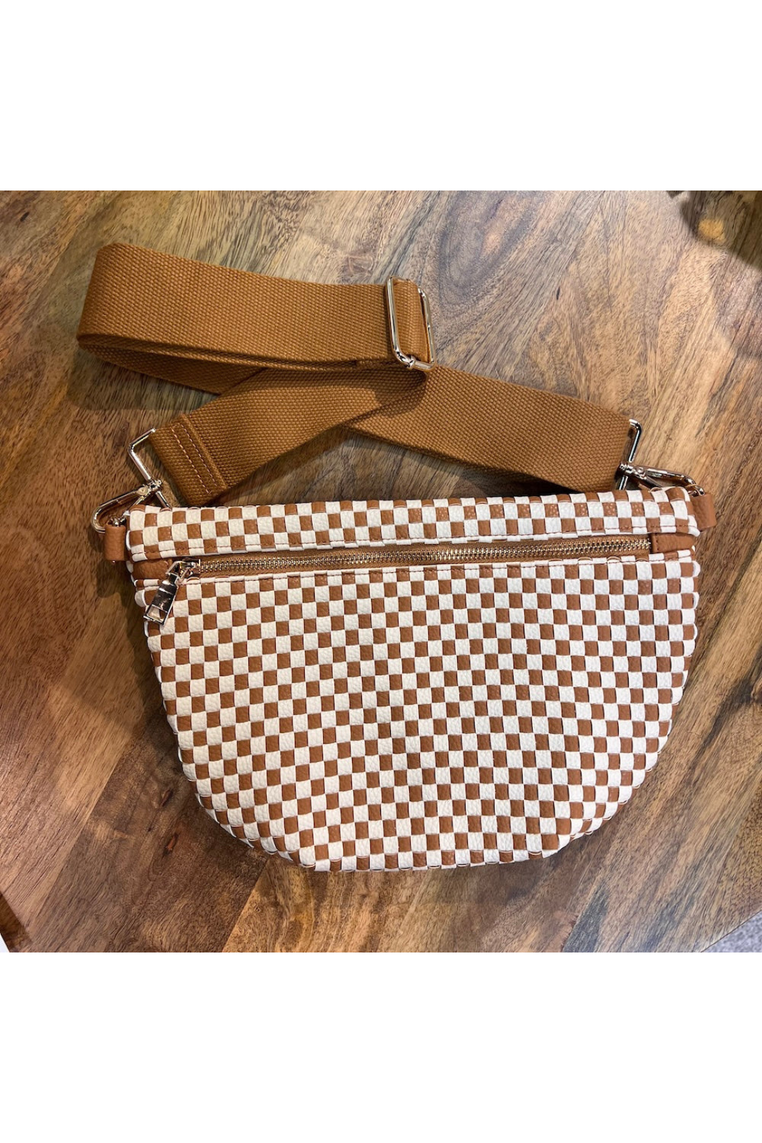 Westlyn Woven Bum Bag - Checkered Brown