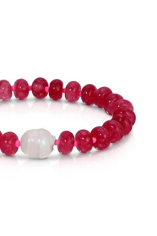 Stone Bracelet with Baroque Pearl - Pink
