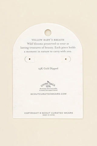 Pressed Flower Hoop Earrings - Yellow Baby's Breath/Gold