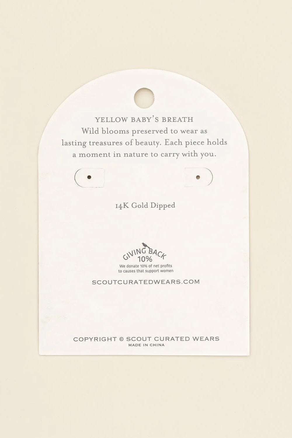 Pressed Flower Hoop Earrings - Yellow Baby's Breath/Gold