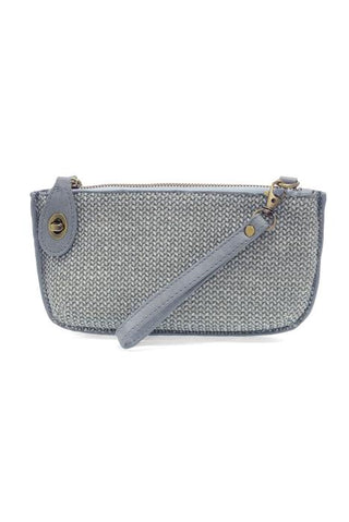 Straw Mini Crossbody Wristlet Clutch - Blue