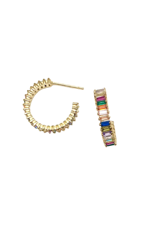 Rainbow Shimmer Hoops - Gold
