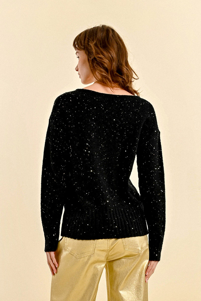 Nora Shimmer V-Neck Sweater