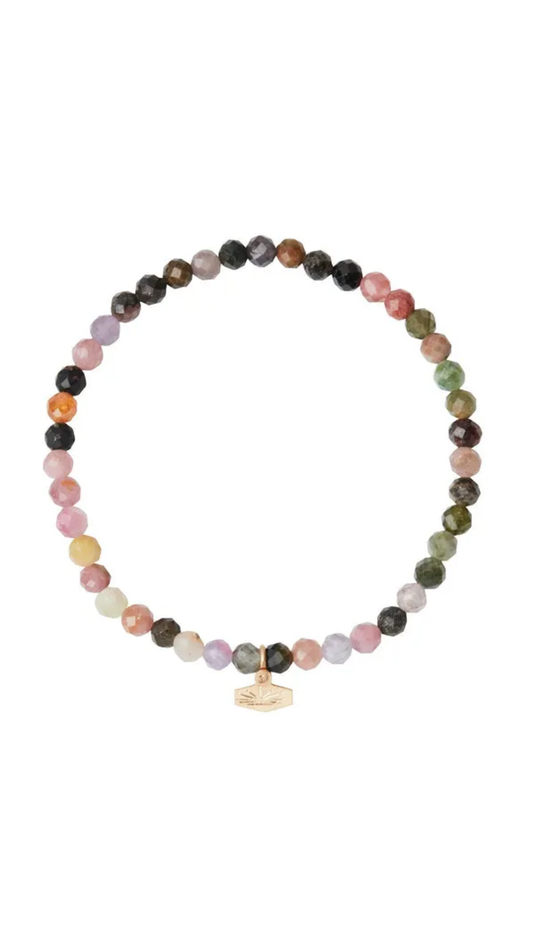 Mini Faceted Stone Stacking Bracelet - Tourmaline/Gold