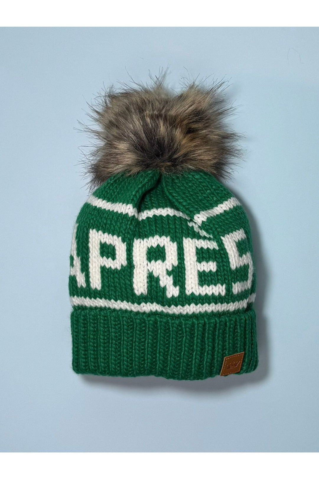 Apres Pom Hat - Green & White