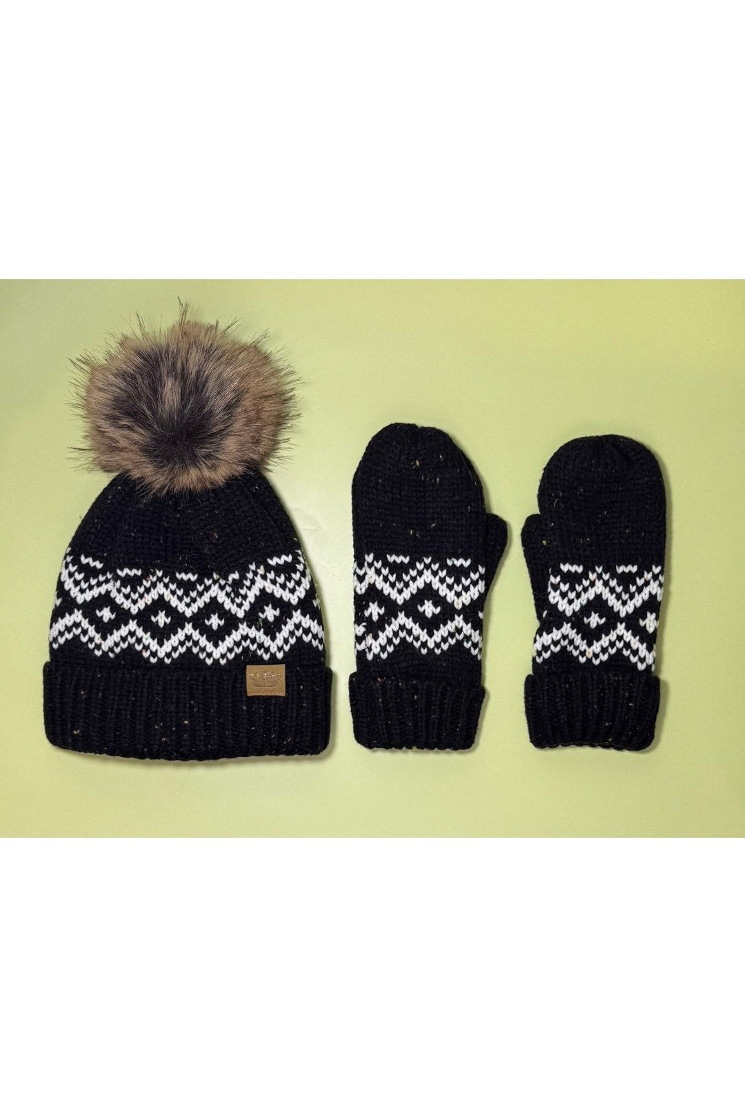 Patterned Pom Hat - Black & Speckled