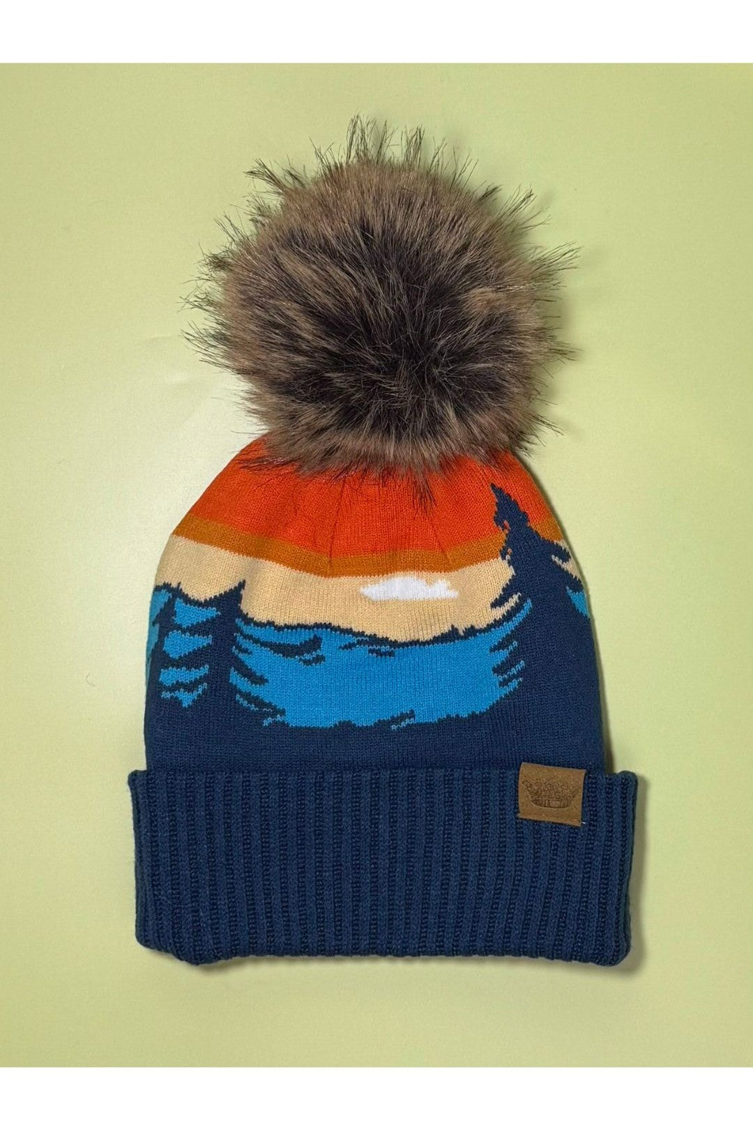Pom Hat - Navy Forest Landscape