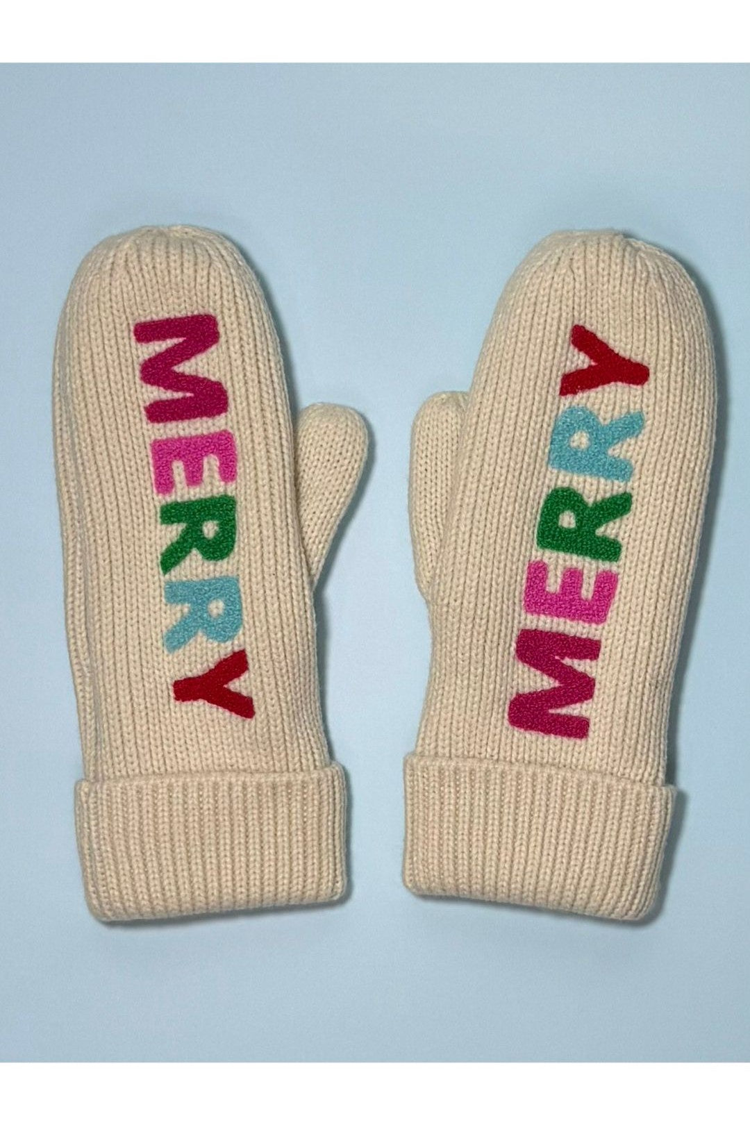Merry Knit Mittens - Beige